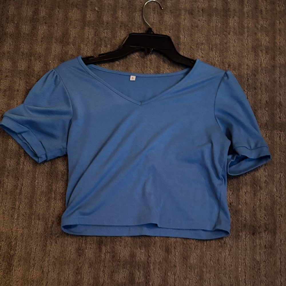 Old Navy Blue V-Neck Crop Top